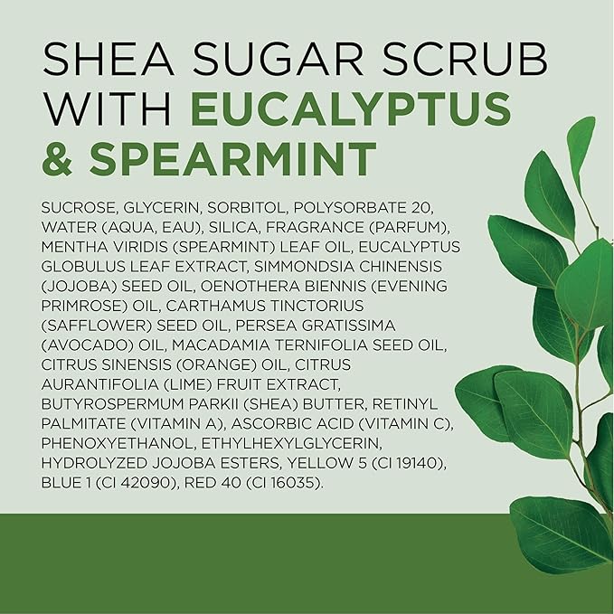 Dr Teal's Shea Sugar Scrub, Eucalyptus & Spearmint Essential Oils, 19 oz (Pack of 3)