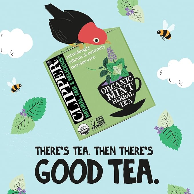 Clipper Tea Mint Herbal Teabags – Caffeine Free, USDA Organic, Great Hot or Iced – Refreshing, Natural, Fair & Delicious – 50 Tea Bags