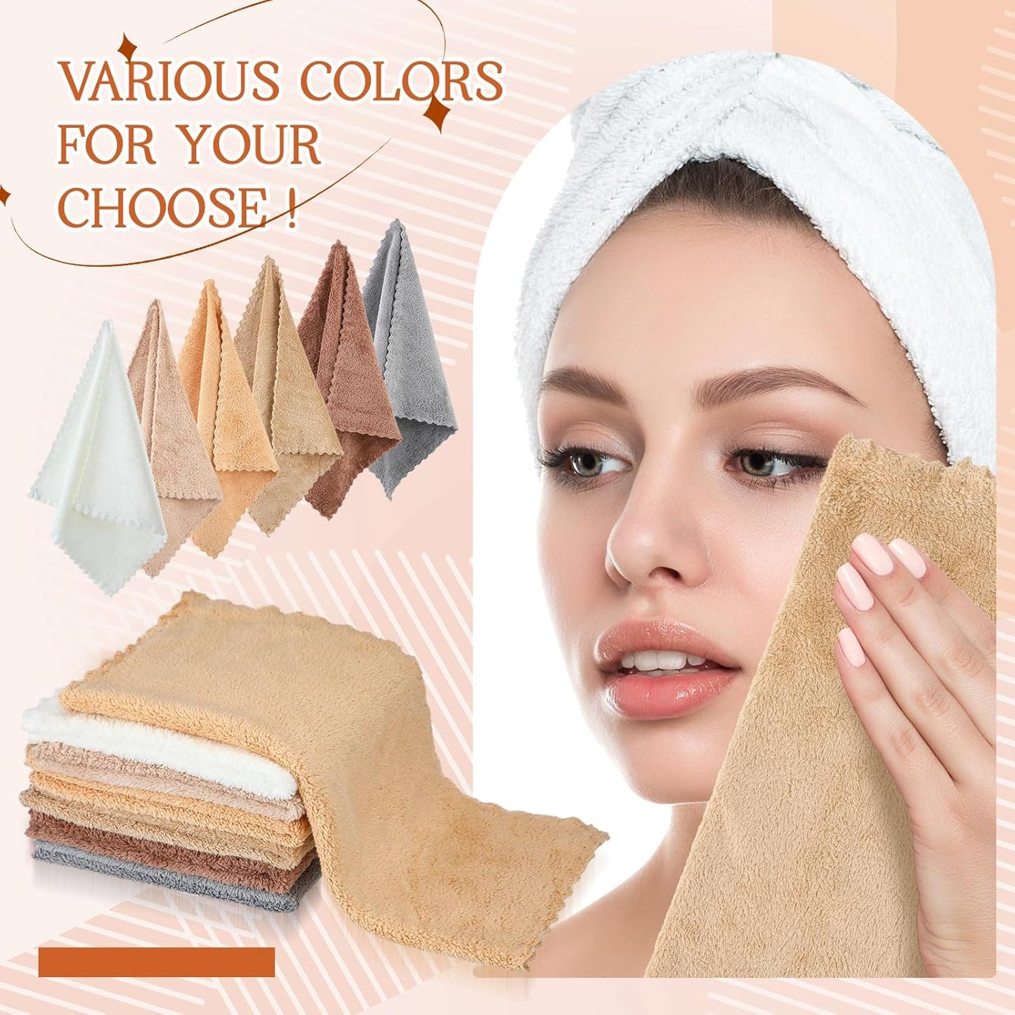Syhood 12 Pieces Face Wash Cloth 12 x 12 in Makeup Remover Cloths Towel Coral Velvet Facial Microfiber Soft Fast Drying Facial Cleansing Towel for Face(Mix Dark Colors)