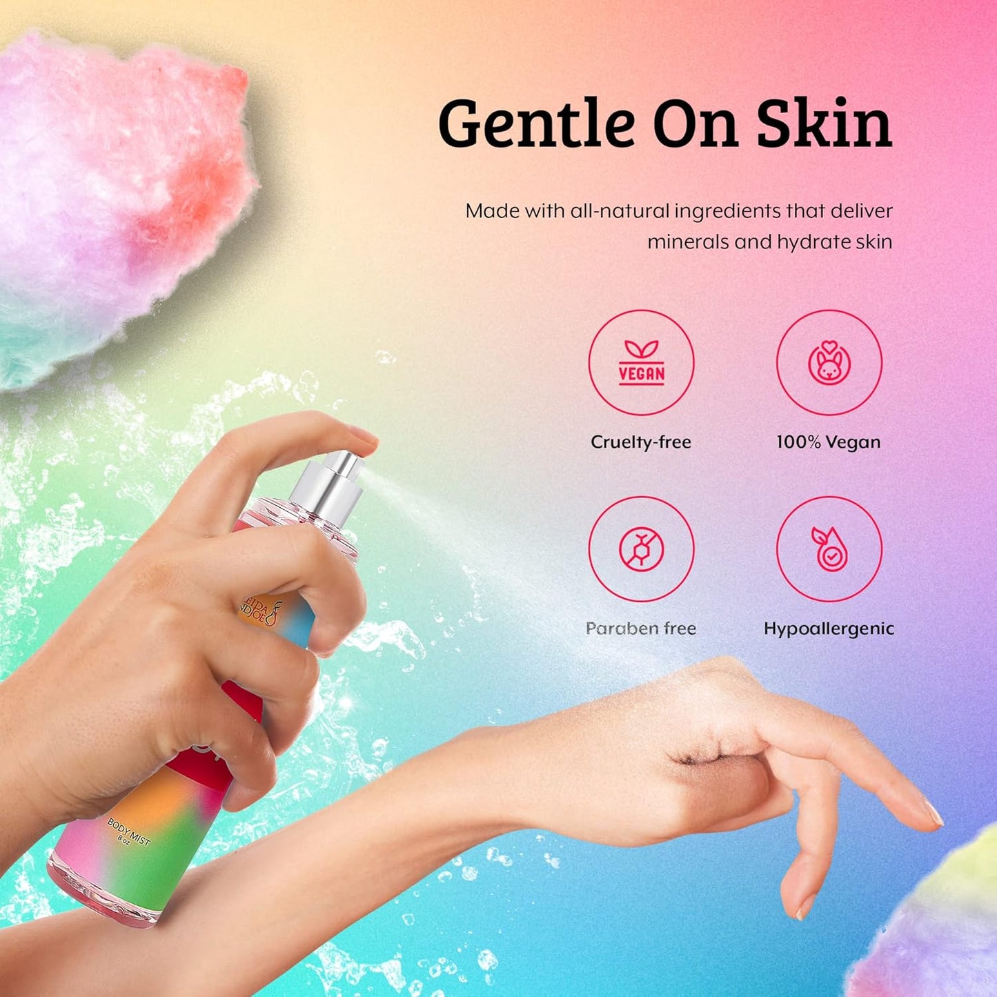 Cotton Candy Body Mist Spray 8 oz Fine Fragrance, Gift for Her Sweet and Playful Scent
