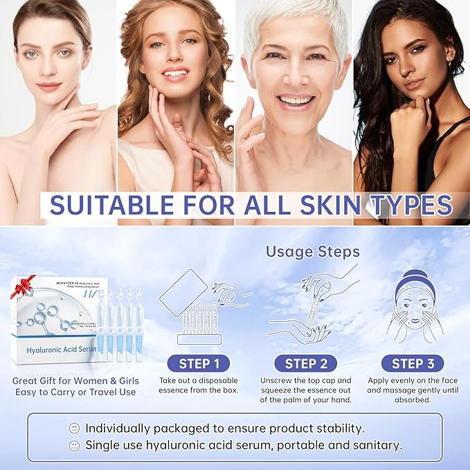 30 Pcs 5% Hyaluronic Acid Serum Ultra-Hydrating Vials, Hyaluronic Acid Tubes, Wake Nature Perfection Hylunaric Acid Serum, Single-Use Ultra-Hydrating Essence for Face