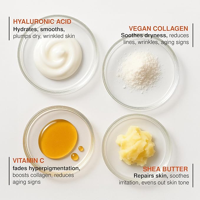 Vitamin C Moisturizer with Collagen - Korean Anti-Aging Cream - Brightning & Hydrating For Fine Lines & Wrinkles - Dermatologist Tested, Cruelty-Free Skin Care - All Skin Types - 1.69 oz