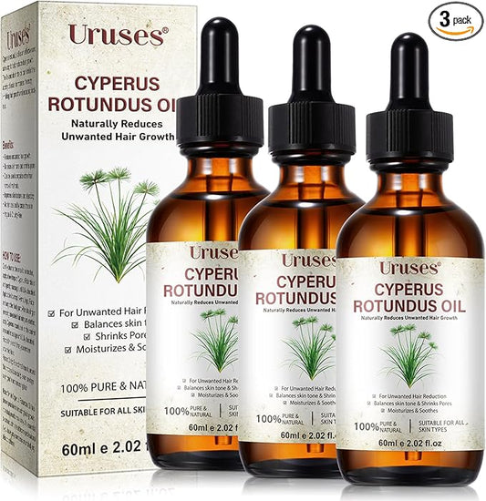 3Pack Cyperus Rotundus Oil, Natural Cyperus Rotundus Oil for Hair Removal, Reduces Unwanted Hair Growth, Moisturizes & Soothes The Skin, Suitable for All Skin Types