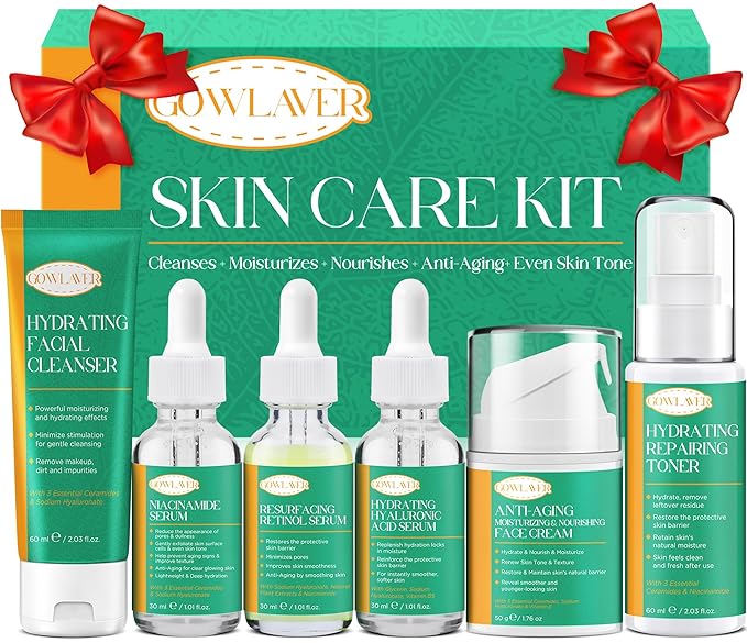 Lifting & Firming Anti-Aging Skin Care Set Kit for Women Teens,Niacinamide Retinol Serum,Hyaluronic Acid Serum,Skincare Gift Set,Facial Skin Care Products,Face Care Routine Kit Christmas Gift Women