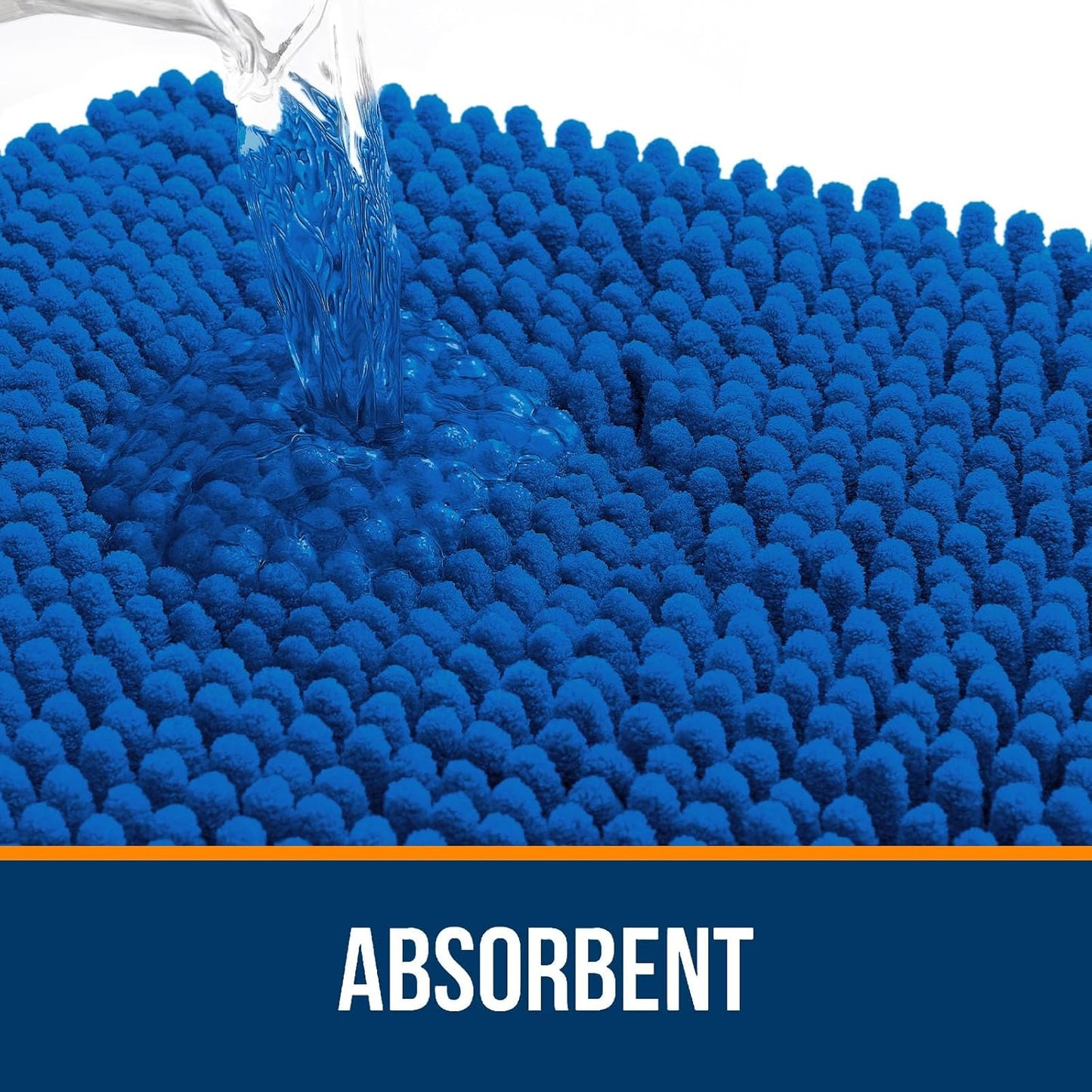 OLANLY Bathroom Rugs 36x24, Extra Soft Absorbent Chenille Bath Rugs, Rubber Backing Quick Dry, Machine Washable Bath Mats for Bathroom Floor, Tub and Shower, Home Decor Accessories, Deep Navy Blue