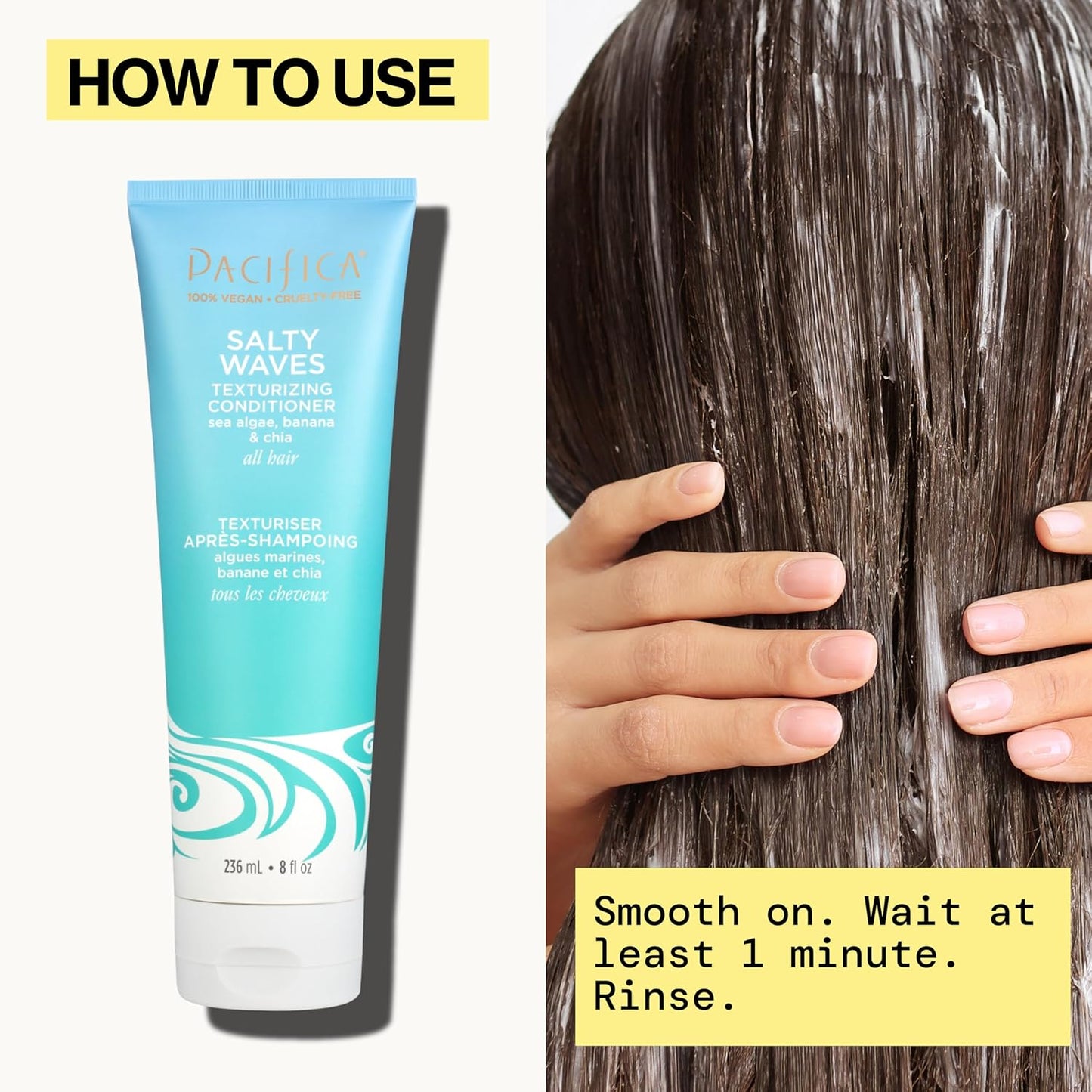 Pacifica Beauty Conditioner, Salty Waves Texturizing and Moisturizing, 8 Fl Oz, Banana Scent, For All Hair Types, Vitamin B + Vitamin E, Vegan & Cruelty Free