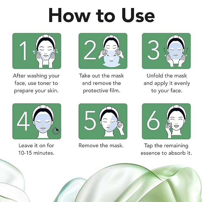 Face-Fit Lifting Mask, Green – Contour Enhancing & Hydrating Sheet Mask with Collagen, Hyaluronic Acid, Panthenol, and Allantoin for Firming & Soothing Sensitive Skin (5 Count)