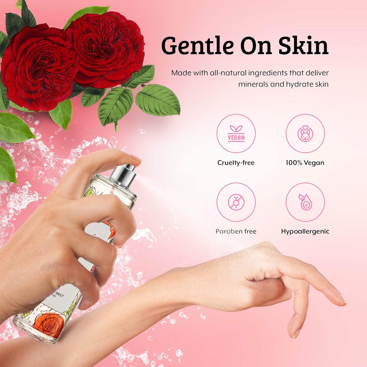 Freida and Joe Rose Elegance Fine Fragrance Body Mist Spray Capturing Timeless Allure of Blooming Roses, 8 oz Spray Bottle Ideal for Gifting, Stocking Stuffer