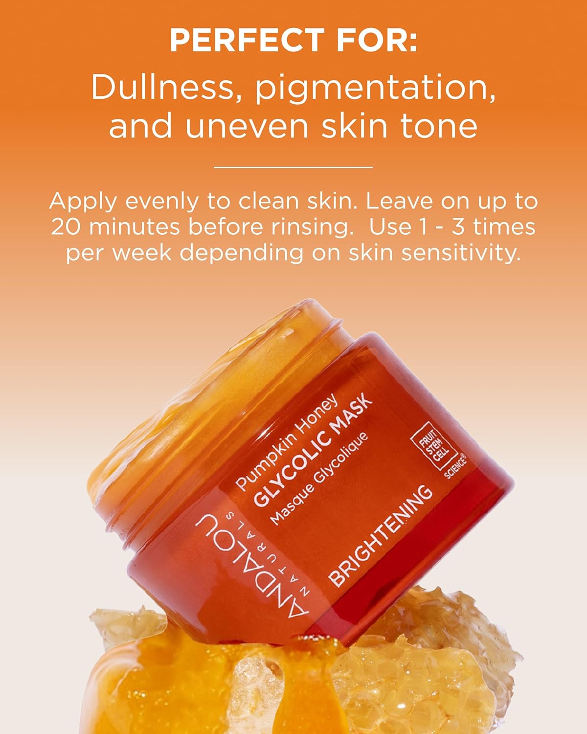 Andalou Naturals Pumpkin Honey Glycolic Mask (NEW FORMULA) - Exfoliating Face Mask with Glycolic Acid, Vitamin C for a Radiant Glow - Gentle Exfoliant Removes Dirt & Dry Skin Cells - 1.7 fl oz