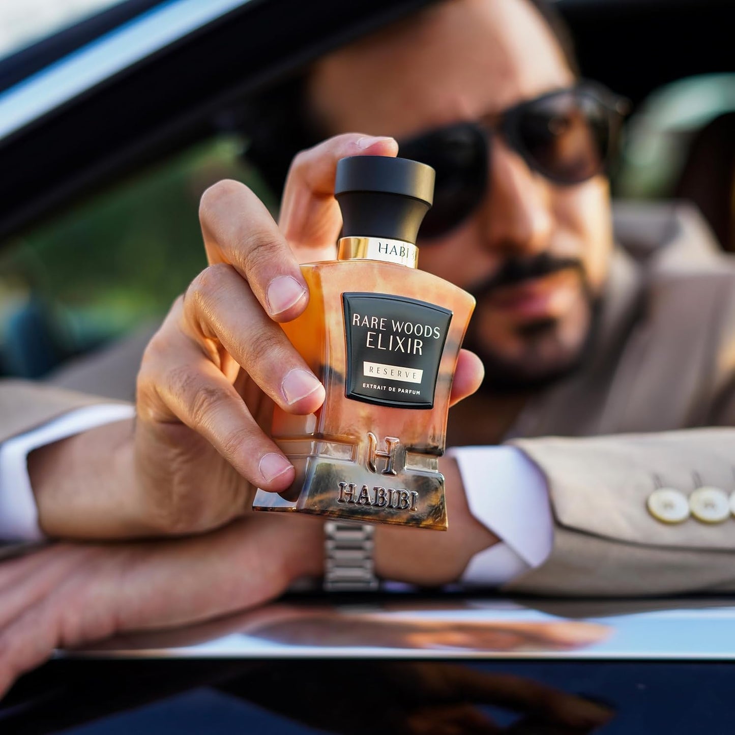 H HABIBI Rare Wood Elixir Extrait De Parfum – Cologne for Men & Perfume for Women, 2.5 oz Long Lasting Unisex Fragrance with Cardamom & Tea, Arabian Scent