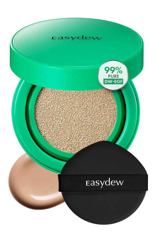 Easydew Mela B Toning Ampoule Cushion - 2-in-1 Korean Skin Care & Face Beauty Makeup - Age-Defying Full Coverage Cushion Foundation with Niacinamide & Hyaluron-Vital C 0.45 oz (#25 Honey)
