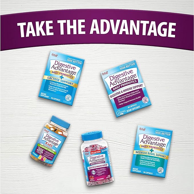Digestive Advantage Probiotic Gummies for Digestive Health, Daily Probiotics for Women & Men, Support for Occasional Bloating, Minor Abdominal Discomfort & Gut Health, 2x90ct Bottles Superfruit