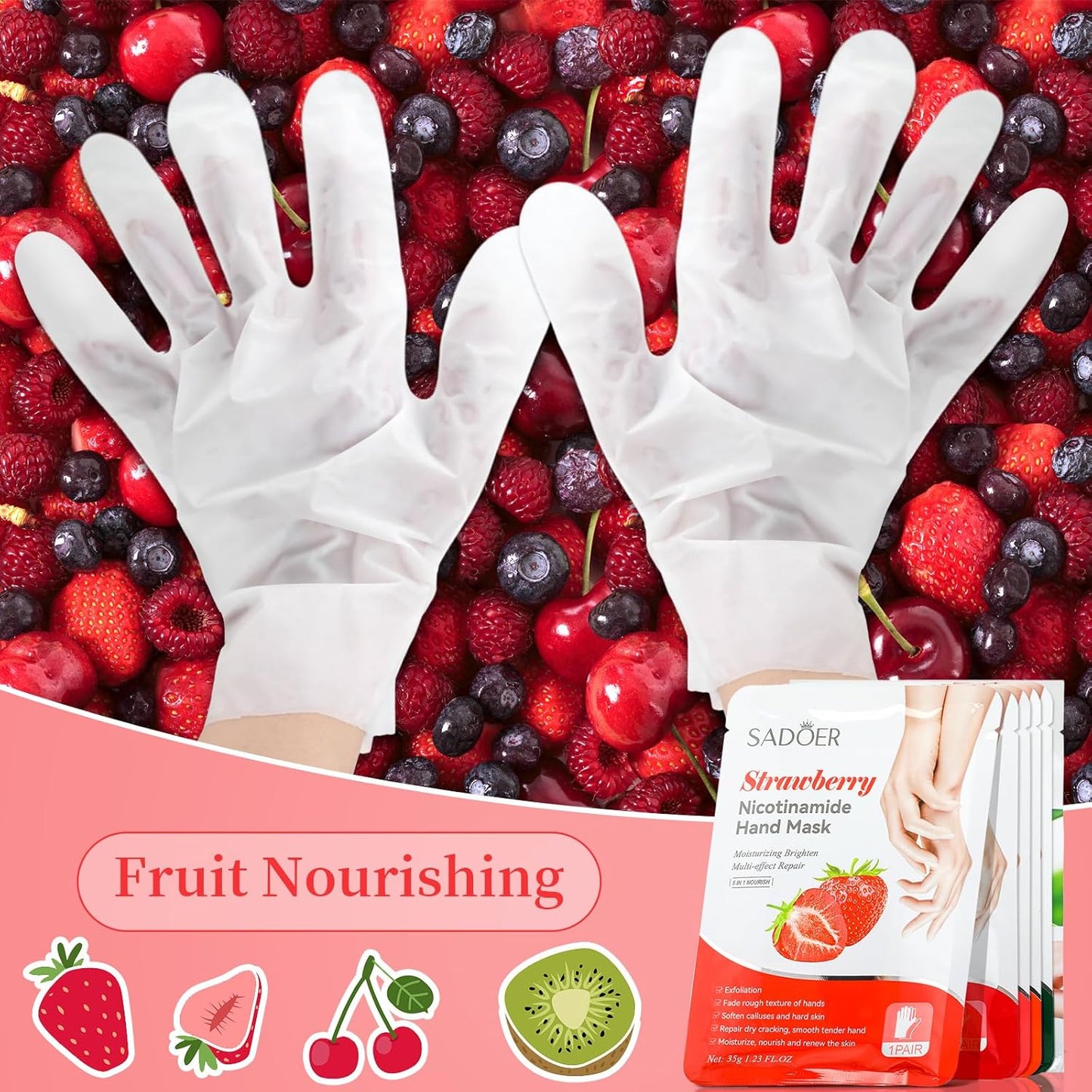 24 Pcs Fruits Beauty Hand Mask Bulk Hydrating Hand Moisturizing Gloves Treatment Mask for Spa Kit Sleeping Skincare Gift Beauty Kits for Women