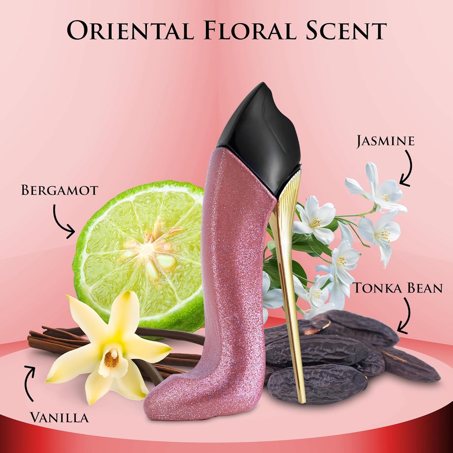 Bad Girl Glitter Edition - Oriental Floral Fragrance For Women - Top Notes of Almond, Coffee, Bergamot & Lemon - Base Scent of Tonka Bean, Cacao, Vanilla, Cashmere & Cinnamon - Elegant 100ml Bottle