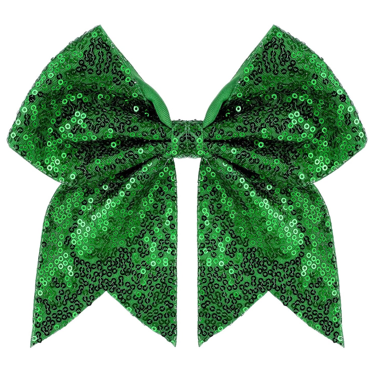 Large Glitter Cheer Bows Clips, Jumbo Big 7 Inch Cheerleading Sequin Hair Bow Hair Accessories for Teens Girls Football Sports Cheerleader Outfit Uniform (Green)