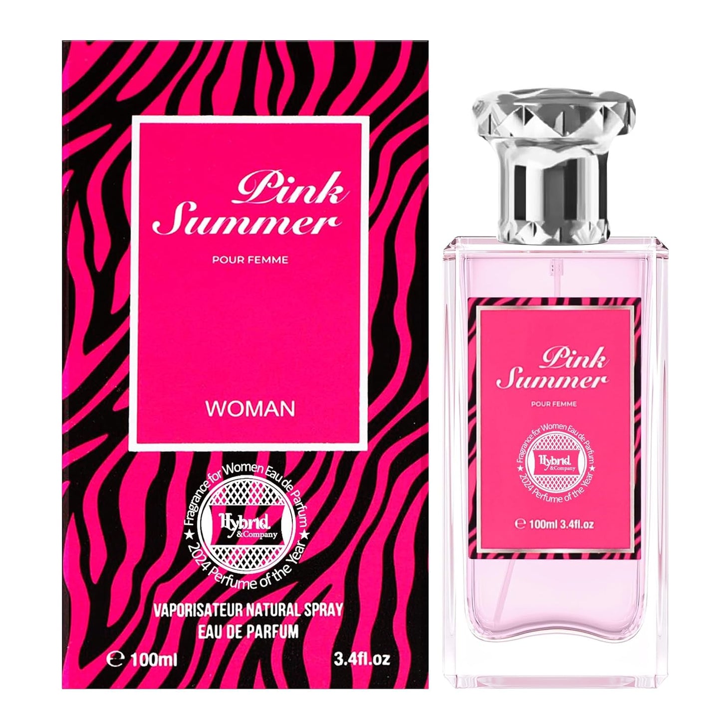 Hybrid & Company Women Pink Summer Pour Femme Eau De Parfum Vaporisateur Natural Spray 3.4 Fl Oz