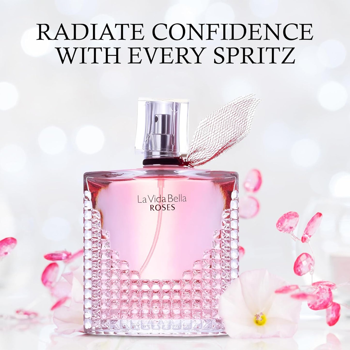 2PCS La Vida Bella Rose Perfume for Women Long Lasting Fragrance Eau de Parfum Floral & Sweet Women's Perfume Daily Used 3.4 Fluid Ounce(3 Pack)