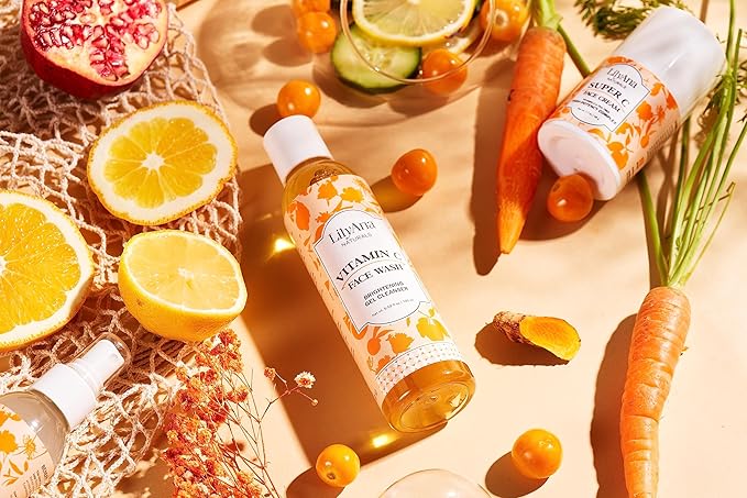 LilyAna Naturals Vitamin C Skincare Gift Set - Brightening and Anti-Aging Skin Care Products - Vitamin C Serum and Hyaluronic Acid - 4 Piece Set