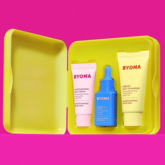 BYOMA So Hydrating Set - Barrier Repair Skincare Set - Creamy Jelly Cleanser, Hydrating Face Serum & Ceramide Face Moisturizer for Dry Skin - Anti Wrinkle, Alcohol Free Skin Care - 30ml, 15ml, 15ml