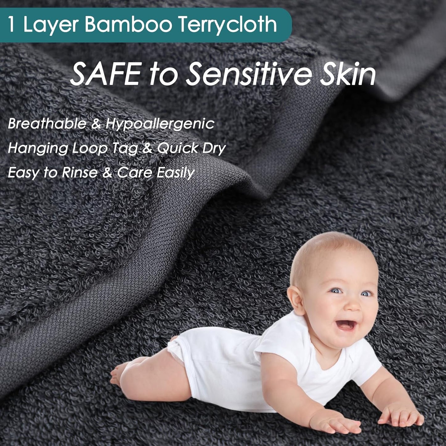 Wash Cloths 12 Pack, Reusable Makeup Eraser Towel, 13x13 inch Large Washcloths for Face and Body, Super Soft and Skin Friendly Face Towel on Sensitive Skin, Easy to Rinse Grey Facial Cleaning Cloths