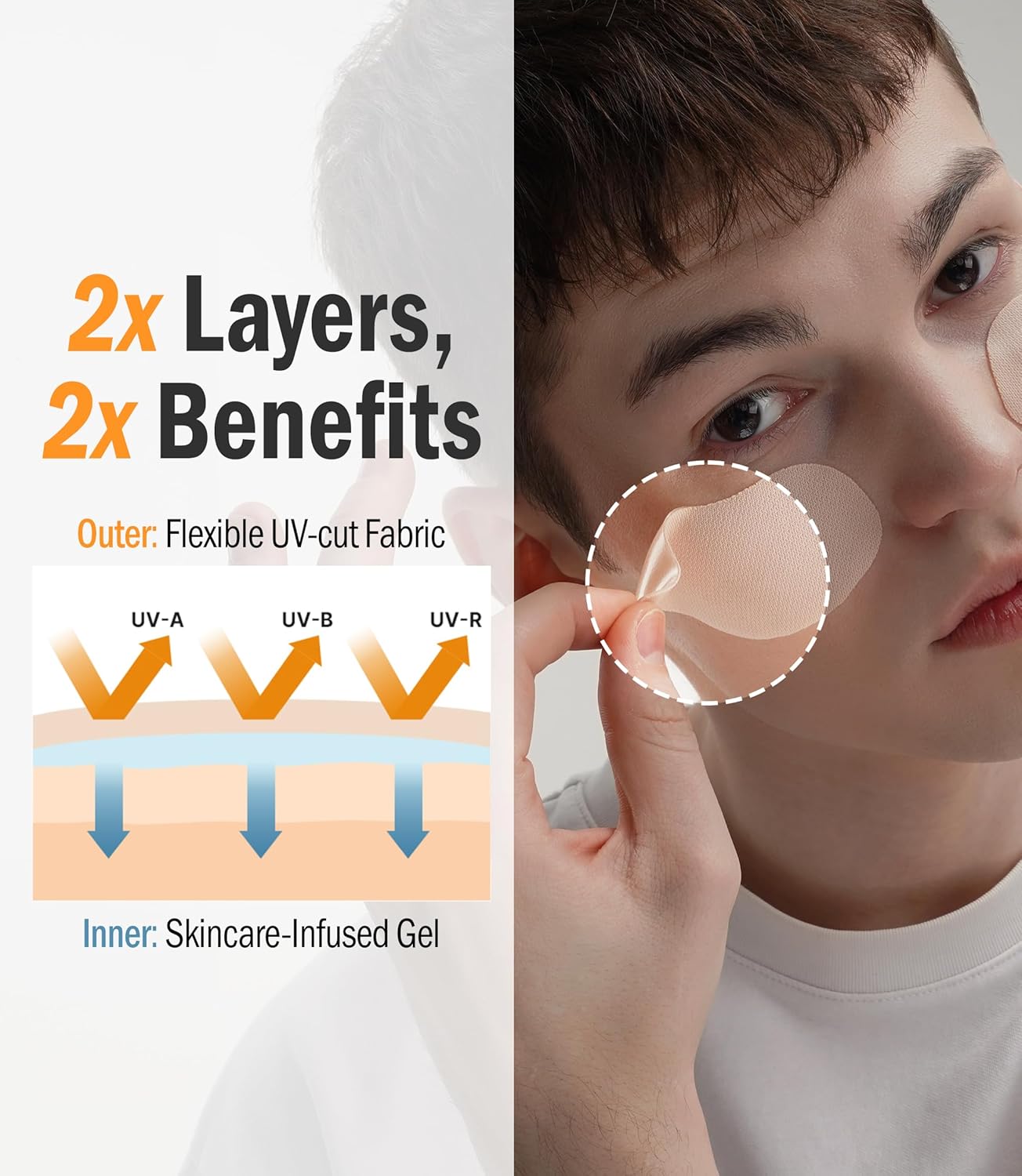 DASHU Daily Sunshield Golf Patch 5 Pairs - Korean Skin Care Cooling Gel Patches for Outdoors, Portable Collagen Patches for Face, Age Defying Sun Shield Peptide Patch, Easy Peel Off Facial Patches