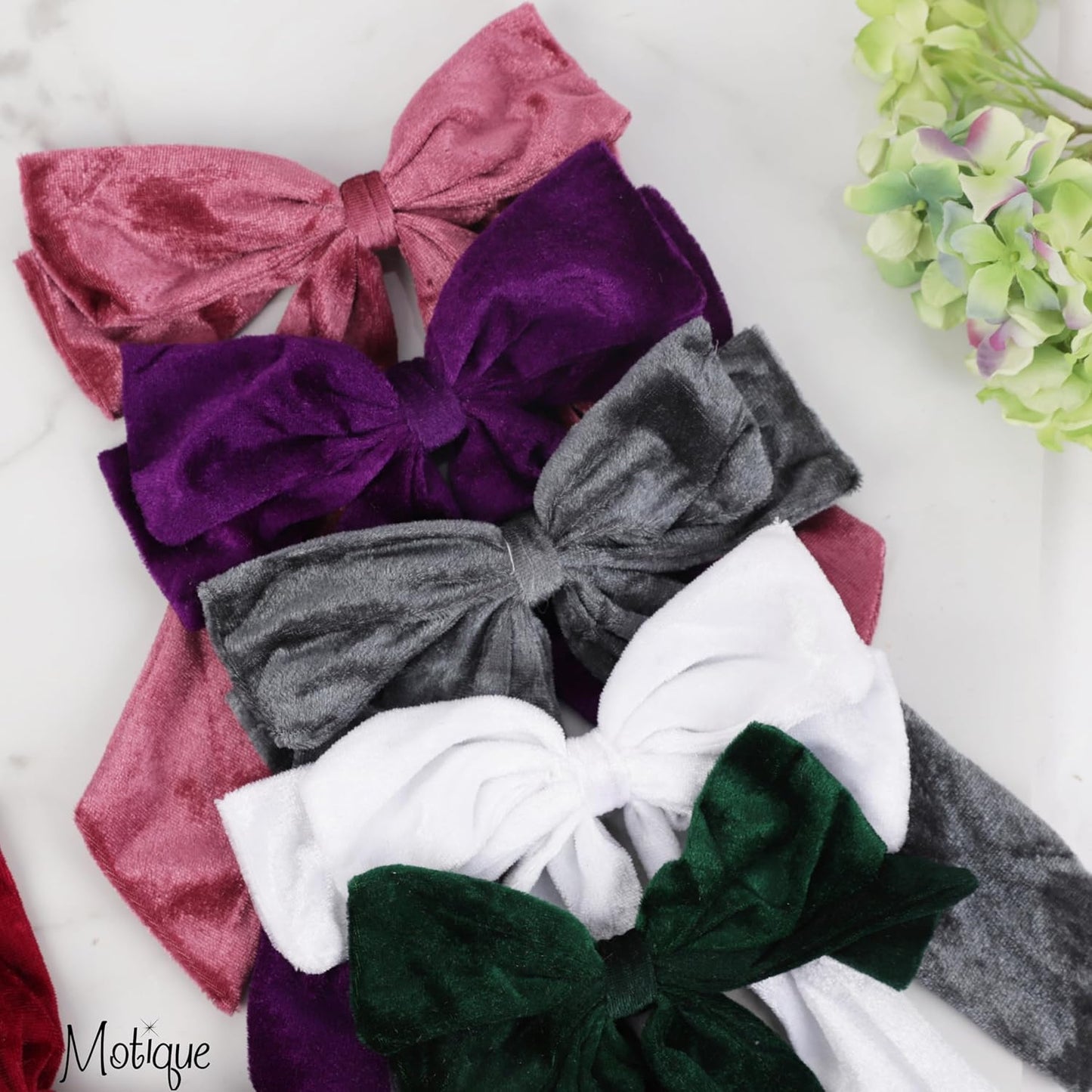 Velour Bow Clip, 6.5 Inch (Mauve)