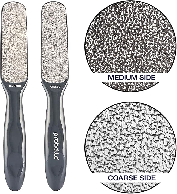 Probelle Double Sided Multidirectional Nickel Foot File Callus Remover - Immediately Reduces calluses and Corns to Powder for Instant Results, Safe Tool (Dark Grey)