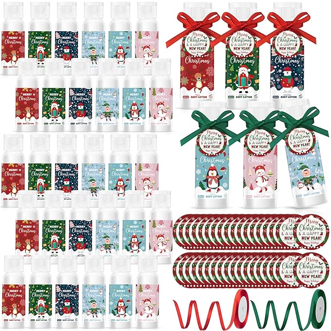 36 Set Christmas Hand Cream Gift Moisturizing Hand Lotion for Women Travel Size Lotion for Christmas Party Favors with Card for Xmas Mother Teacher Stocking Stuffer