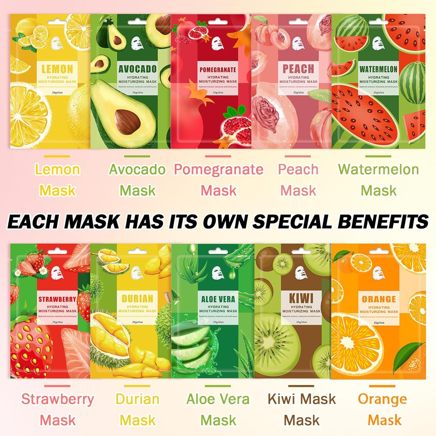10PCS Hydrating Facial Sheet Mask,Moisturizing Face Masks Skincare Gift Set,Long Lasting Face Mask Skin Care & Facial Mask Kit for All Skin Types 08
