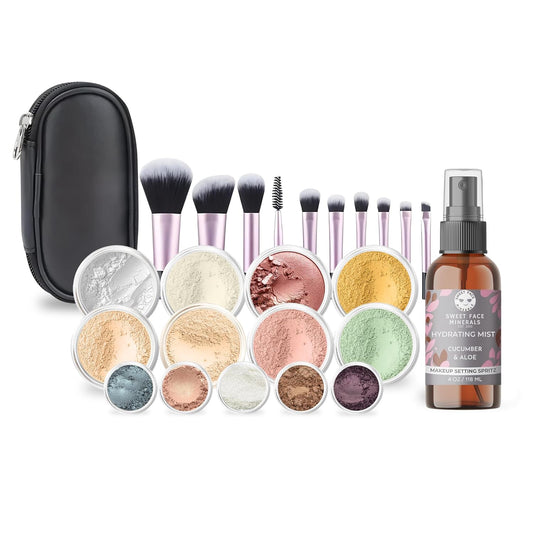 ULTIMATE KIT (FAIR 1) Full Size Mineral Makeup Set Matte Foundation Kit Bare Face Sheer Powder Cover