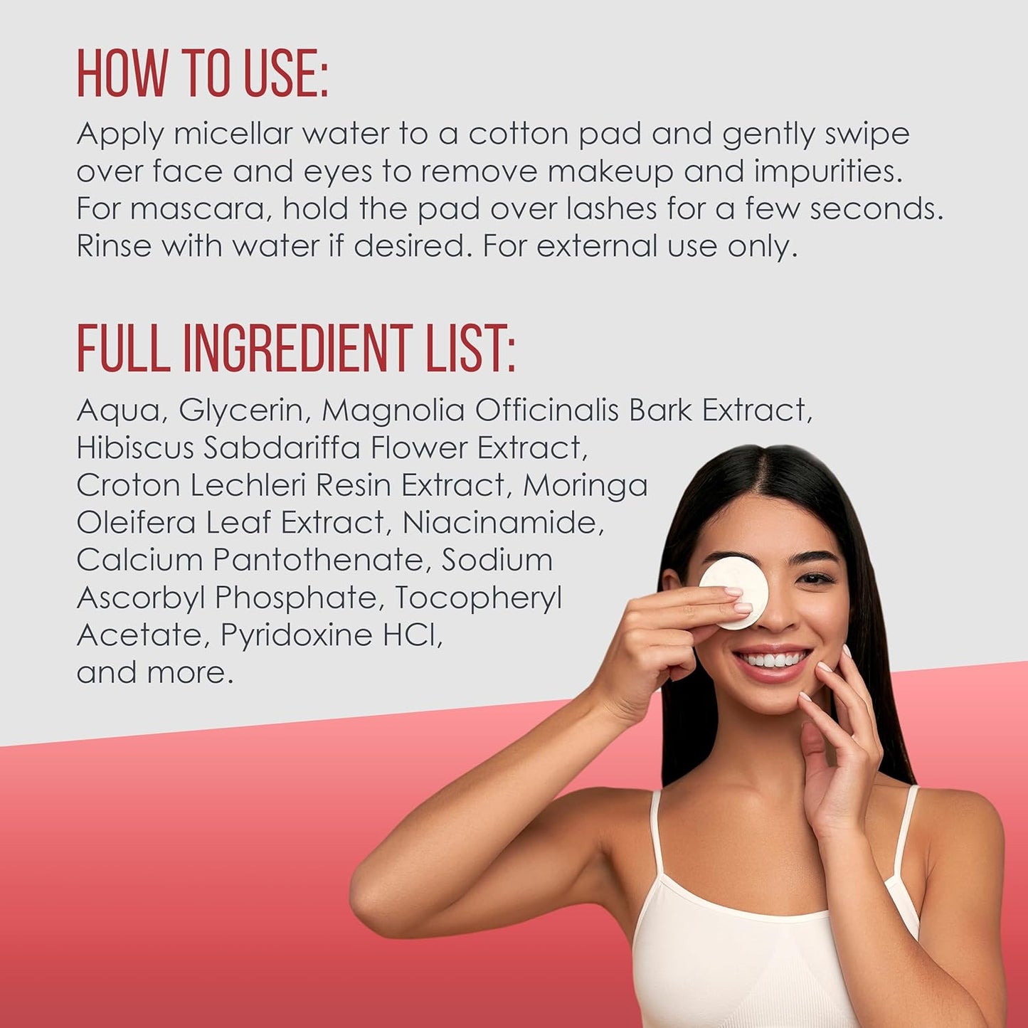 Micellar Water for Sensitive Skin with Organic Aloe Vera - 99.1% Natural Ingredients, Vegan, Hydrating Facial Cleanser & Micellar water Makeup Remover - 13.5 Fl Oz (Magnolia for All Skin Types)