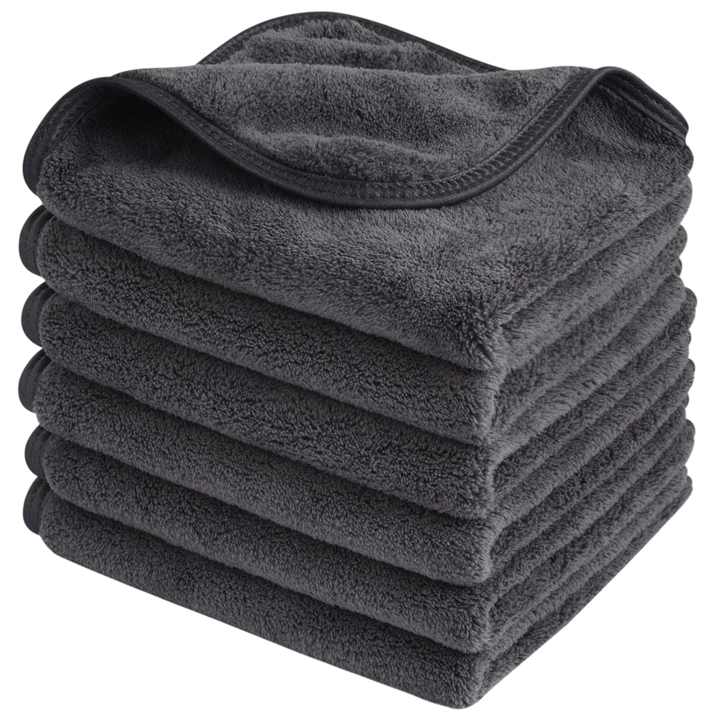 SINLAND Microfiber Face Cloths Reusable Makeup Remover Washcloths Super Soft and Absorbent Fingertip Face Towels for Sensitive Skin Women 12 x 12 Inch 6 Pack