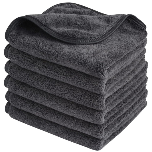 SINLAND Microfiber Face Cloths Reusable Makeup Remover Washcloths Super Soft and Absorbent Fingertip Face Towels for Sensitive Skin Women 12 x 12 Inch 6 Pack