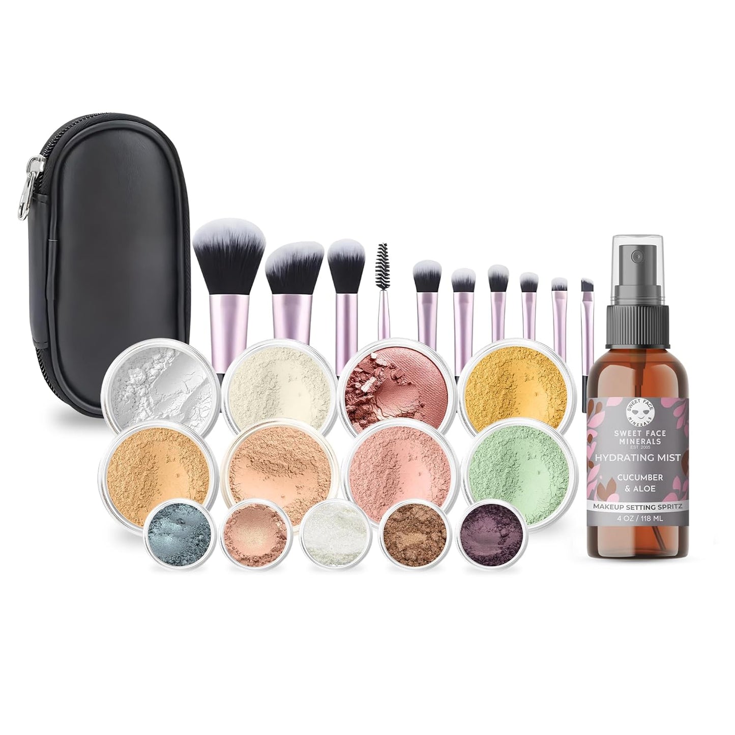 ULTIMATE KIT (BEIGE) Full Size Mineral Makeup Set Matte Foundation Kit Bare Face Sheer Powder Cover