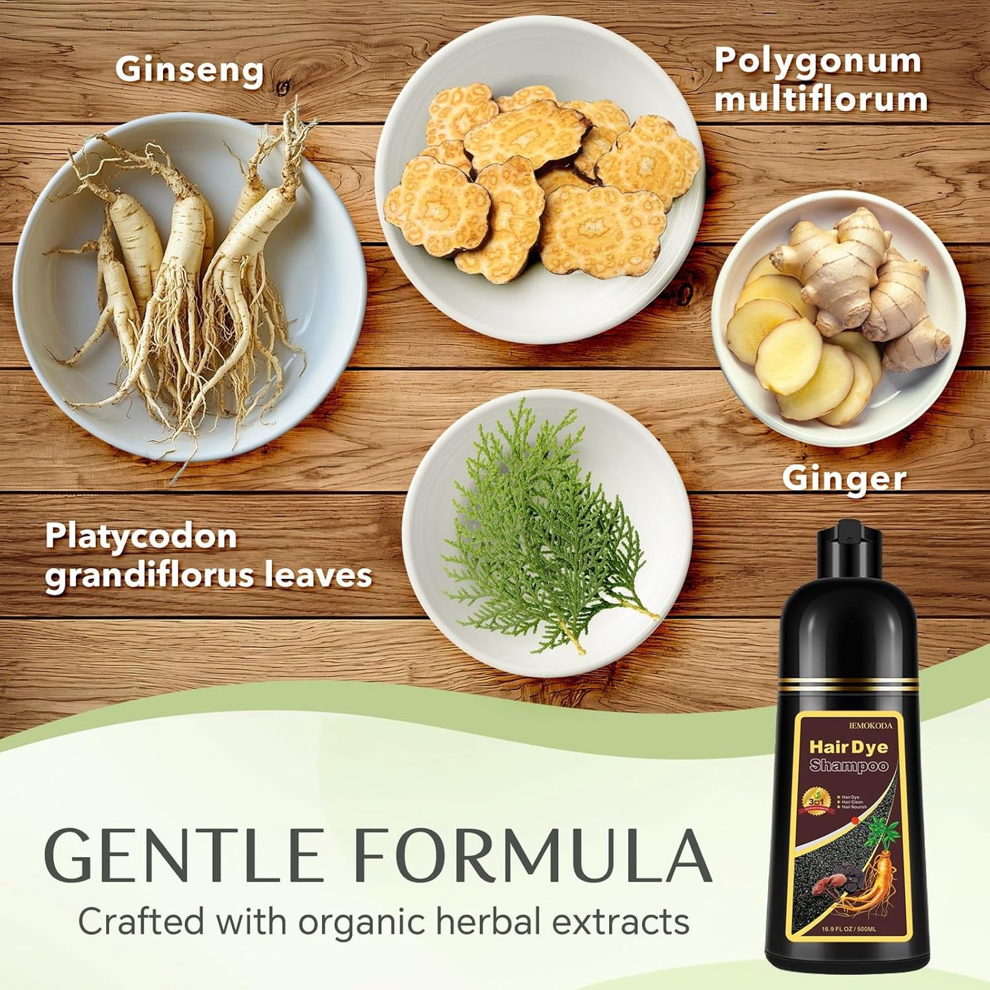 Silver Hair Dye Shampoo 3 in 1, Instant Natural Hair Color Shampoo Hair Dye for Women & Men Silver Gray, Root Touch Up & Easy To Use & Lasts 3-4 Weeks & All Hair Types, 16.9 fl.oz