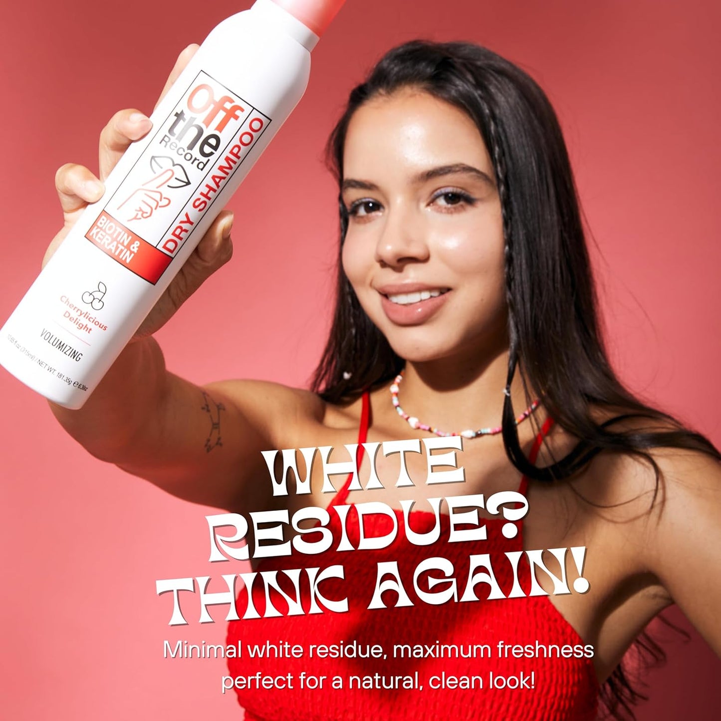 OFF THE RECORD Dry Shampoo - Cherrylicious Delight | Volumizing & Frizz Control | Biotin + Keratin | Smoothness, Shine, and Hair Care | 10.65 oz