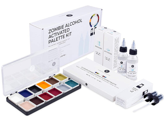 Narrative Cosmetics Zombie Alcohol-Activated Palette, Activator, and Remover Kit, Professional SFX Makeup Set