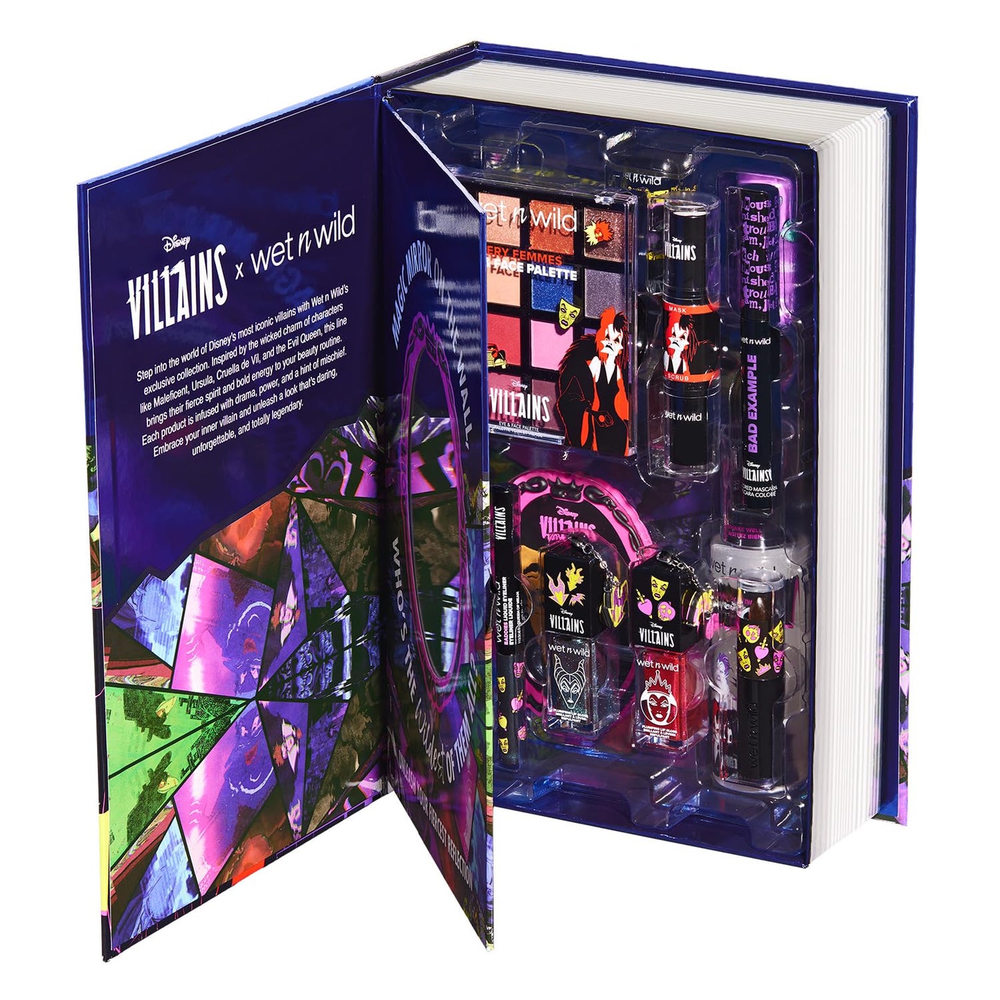 wet n wild Disney Villains PR Box, 14-Piece Makeup & Accessories Collection, Limited Edition Storybook Set, Cruelty-Free