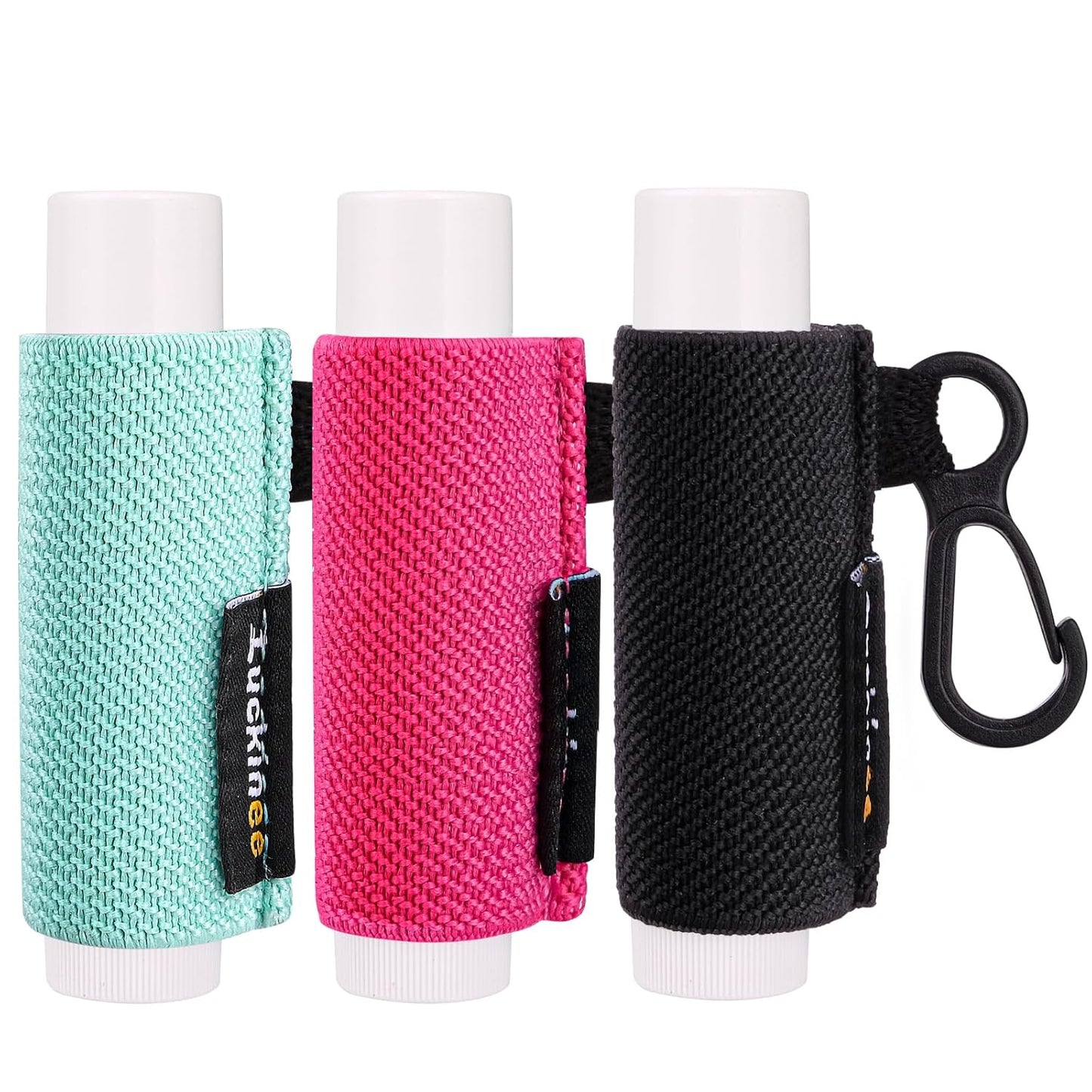 3PCS Lip Balm Holder Key chain Lip Gloss Holder Lipstick Holder Lip Balm Pouch Keychain Compatible with ChapStick Keychain, Burt's Bees- Christmas Stocking Stuffers