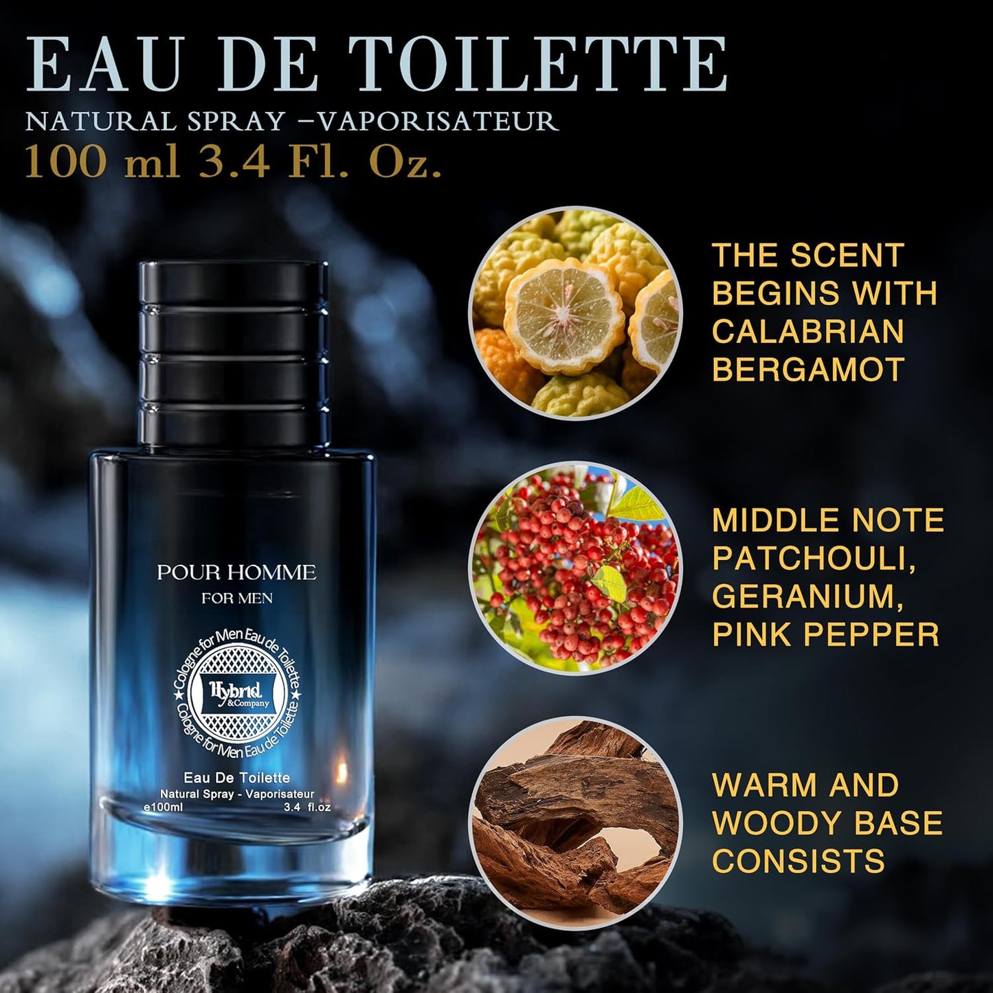 Hybrid & Company Mens 2 Pcs Crisp Eau De Toilette Vaporisateur Natural Spray