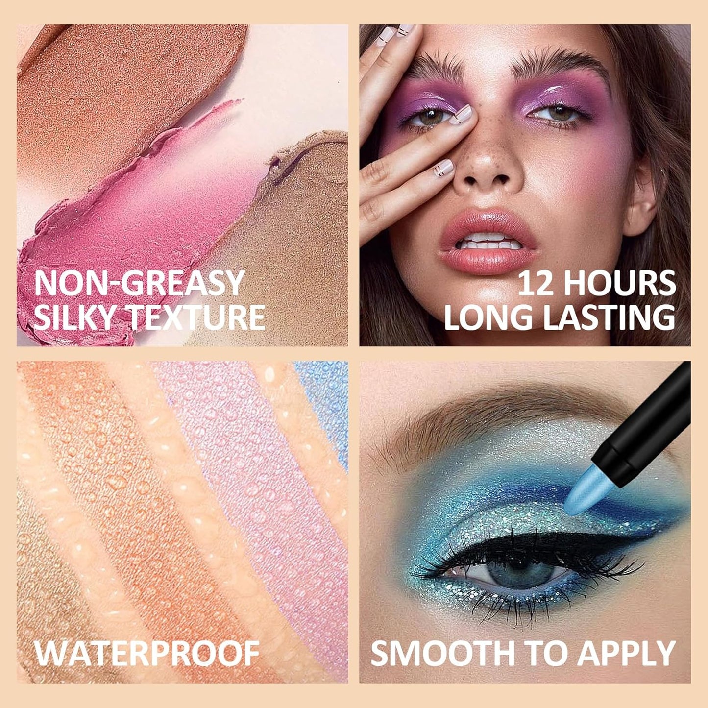 16Pcs Eyeshadow Stick,Matte Glitter Cream Eyeshadow Stick Set,Waterproofing Long Lasting Eye Shadow Sticks,Colorful Highlight Eyeshadow Stick for Eye Makeup,Multi-Use Eyeshadow Pencil