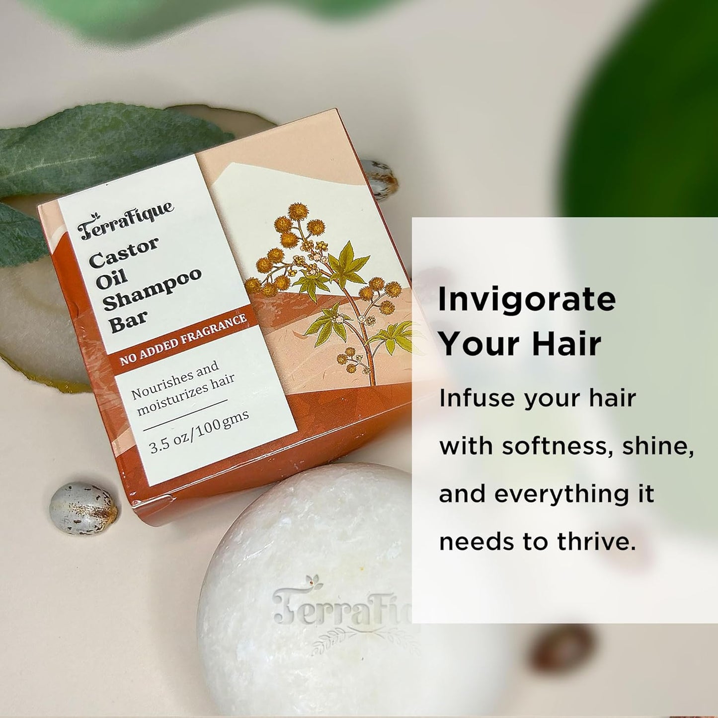 Castor Oil Shampoo Bar - No Added Fragrance - Solid Shampoo for Thinning Hair - Men and Women - 3.5 Oz - Pack of 2