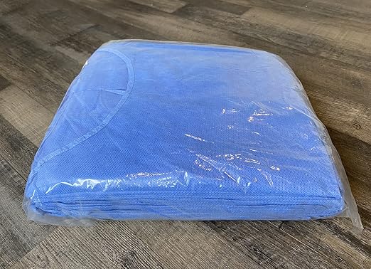 Disposable PPE Isolation Medical Gowns 100-Pack – Level 2, Full Back Coverage, Double Tie Closure, SMS 35g Material, Knit Cuffs, Unisex, Professional Blue for Healthcare & Lab Use