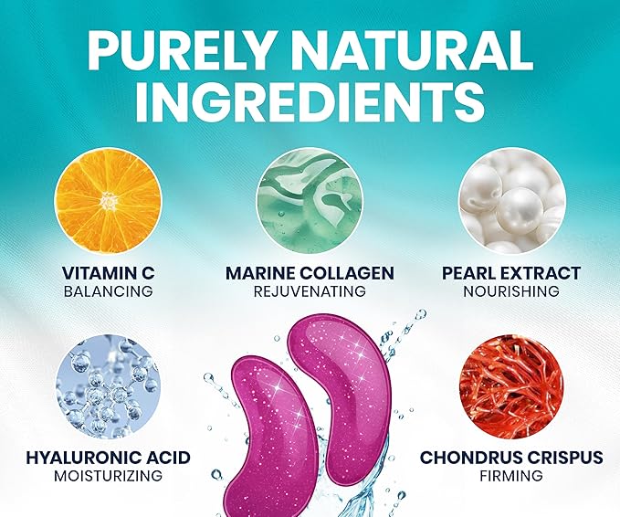 Stylia Under Eye Patches for Puffy Eyes and Dark Circles (6 Pairs) - Marine Collagen Under Eye Mask with Vitamin C, Hyaluronic Acid, Pearl Extract - Eye Masks for Dark Circles and Puffiness