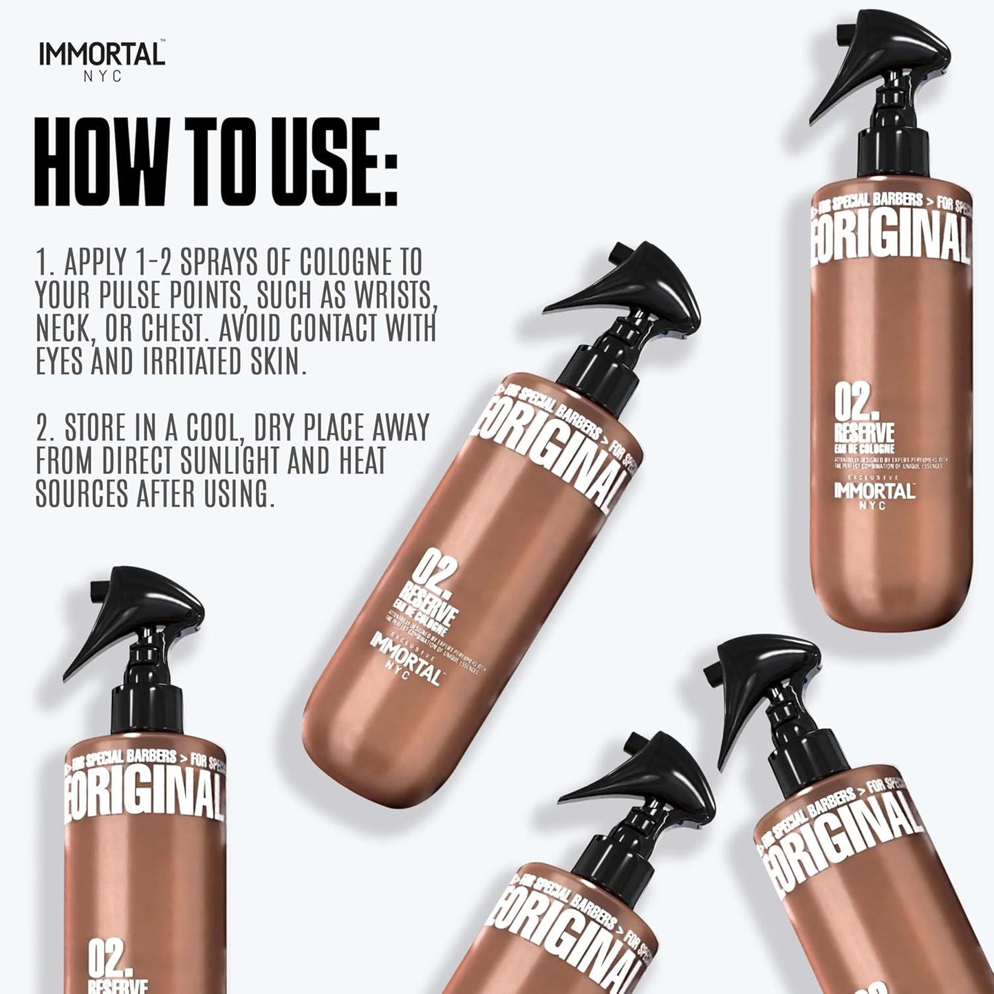 Immortal NYC Reserve 02, After Shave Spray Premier Men's Cologne, 17 oz - Exclusive Barbers - Softens Skin - Refreshes/disinfects and Relieves Face and Skin - Moisturizing Formula After Shaving