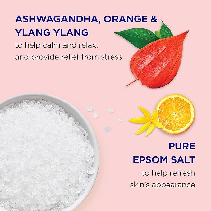 Dr Teal's Pure Epsom Salt, Ashwagandha & Essential Oils, 3 lbs (Pack of 4)