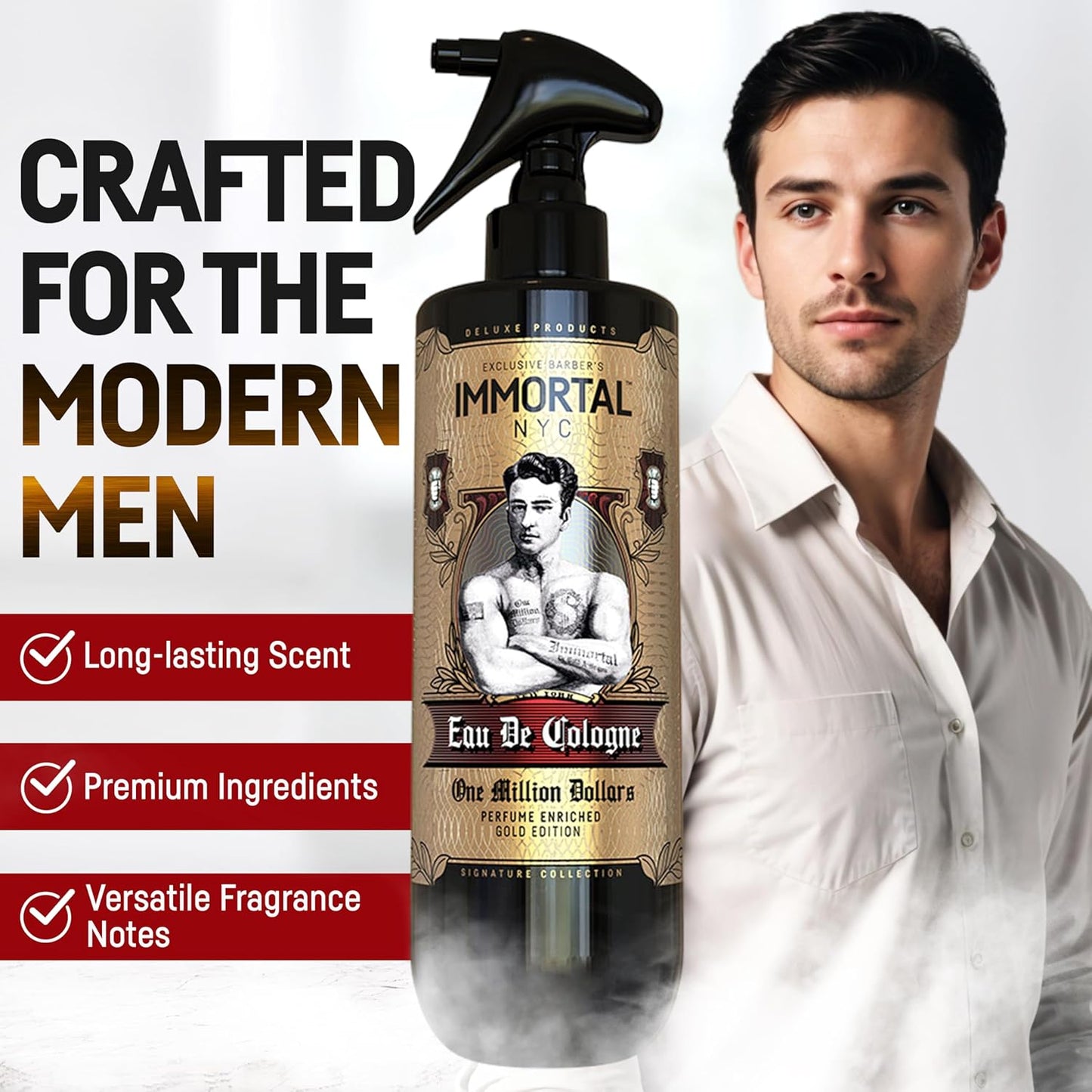 One Million Dollars After Shave Spray Body/Face 17oz. Premier Men's Cologne, - Exclusive Barbers - Softens Skin - Refreshes/disinfects and Relieves Face and Skin - Moisturizing Formula After Shaving