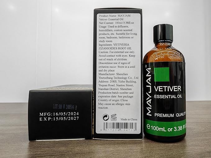 Premium Grade Vetiver Essential Oil - 100ML/3.38FL.OZ for Diffuser, Aromatherapy Oils for Candles, Soaps