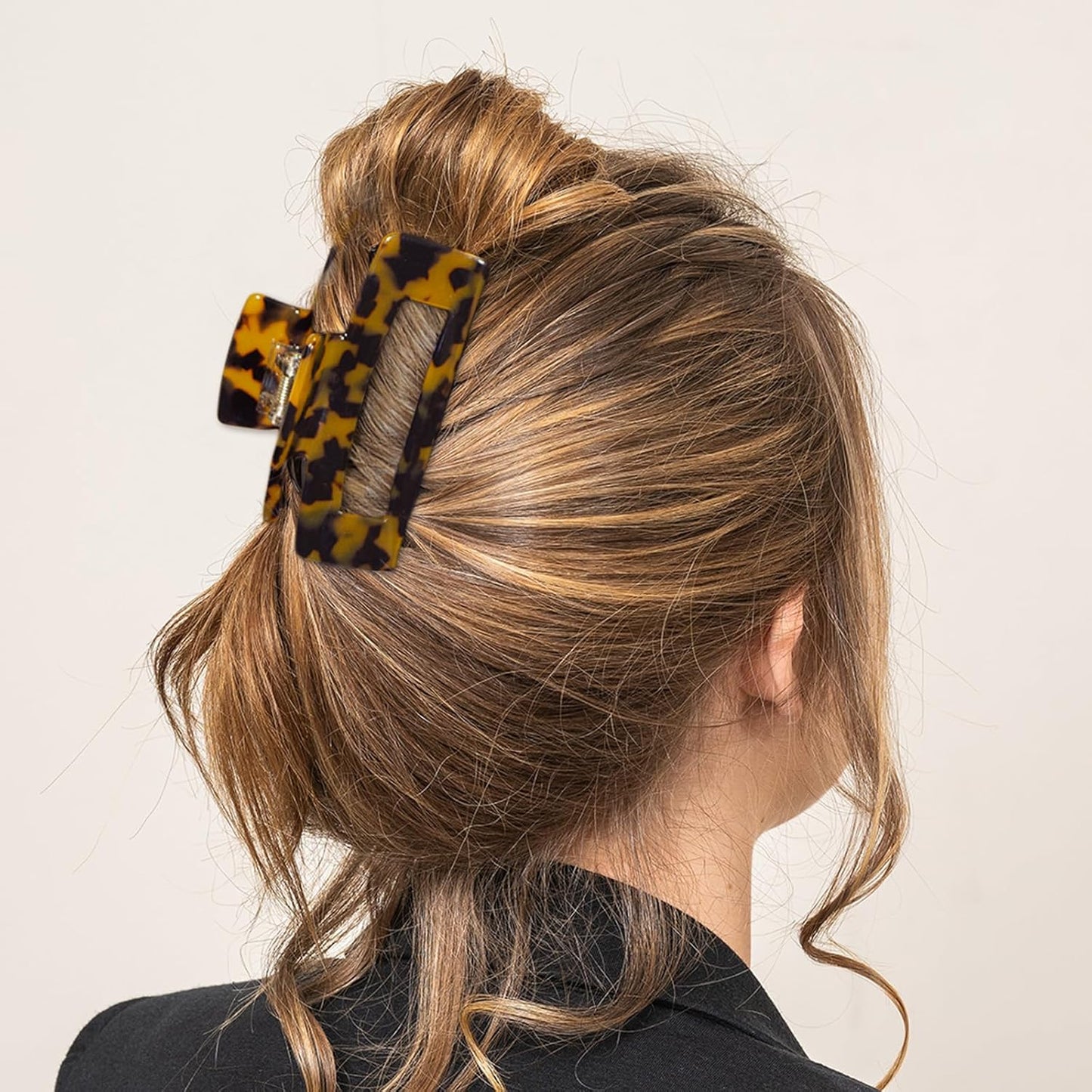 Large Claw Clips 4.1 IN Tortoise Acrylic Stylish Hair Accessories for Thick and Thin Hair 2pc Set Cute Clips for Women Teen Girls (light yellow+Tortoise)