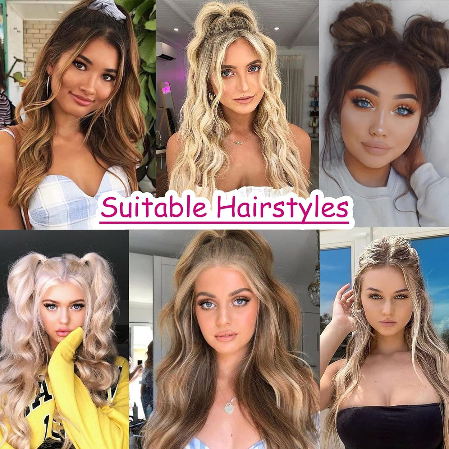 REECHO Long Side Air Bangs, Wavy Curly Clip in Bangs Front Side Bangs for Women Daily Use 2 PCS Set Long Temples-Cool Light Blonde